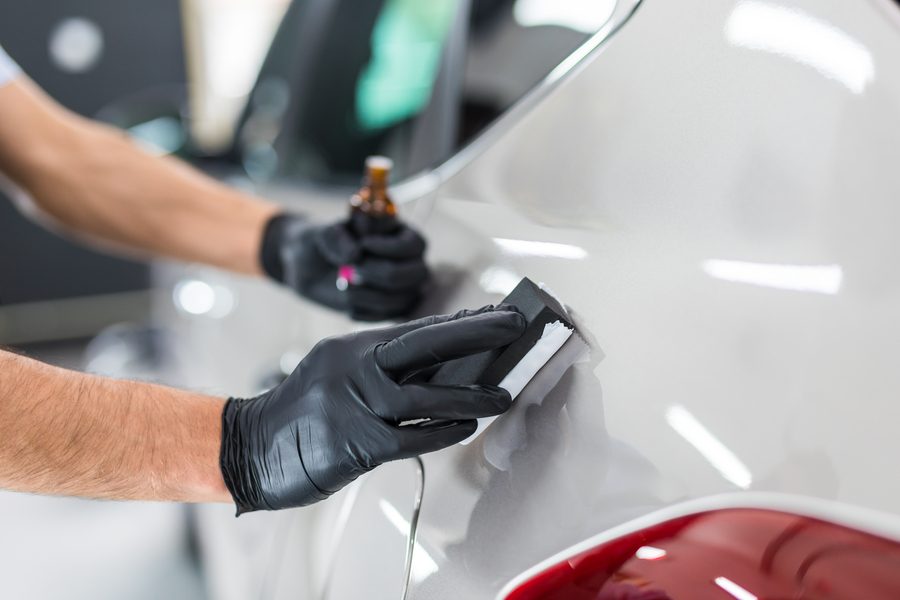 Car,Detailing,-,Man,Applies,Nano,Protective,Coating,To,The
